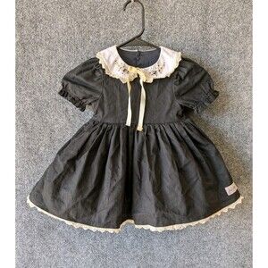 The Paper Doll Black Linen Dress 4 Toddler Dark Coquette Victorian Cottagecore